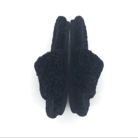 Vince Kalina Black Shearling Slipper Slides Open Toe Size 8 - Picture 5 of 9